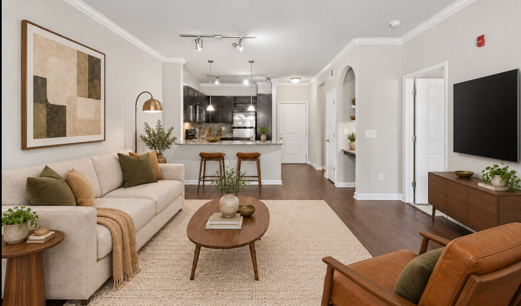Open-Concept Living Room with Natural Light